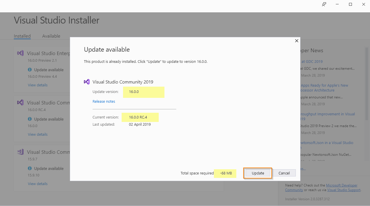 visual studio 2019 rc